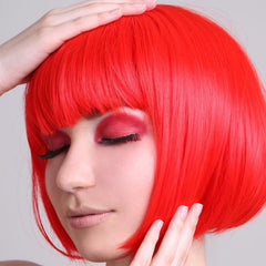Short Straight Bob Wig With Bangs Synthetic Heat Resistant Hair Replacement Wigs