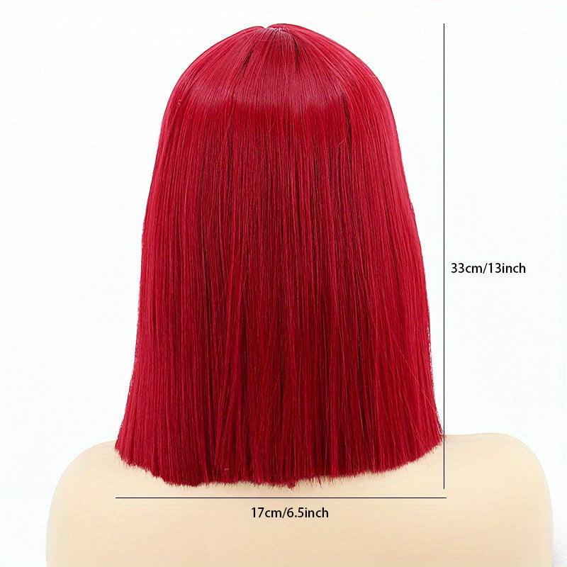 Short Bob Straight Hair Wig with Bangs for Women - Daily Party Halloween Use