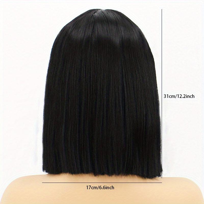 Short Bob Straight Hair Wig with Bangs for Women - Daily Party Halloween Use