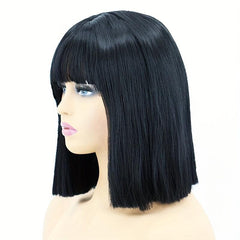 Short Bob Straight Hair Wig with Bangs for Women - Daily Party Halloween Use