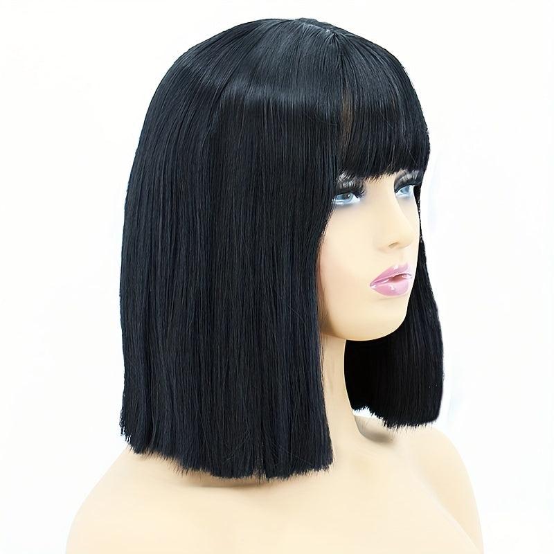 Short Bob Straight Hair Wig with Bangs for Women - Daily Party Halloween Use
