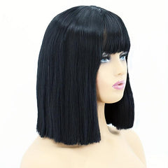Short Bob Straight Hair Wig with Bangs for Women - Daily Party Halloween Use