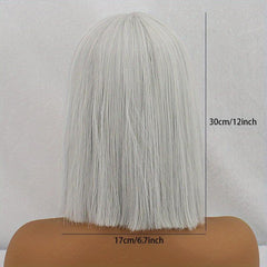 Short Bob Straight Hair Wig with Bangs for Women - Daily Party Halloween Use