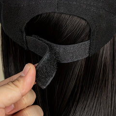 Adjustable Baseball Cap Wigs Synthetic Straight Hair Wigs for Women