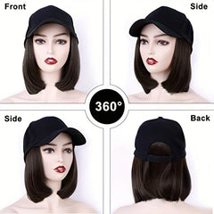 Adjustable Baseball Cap Wigs Synthetic Straight Hair Wigs for Women