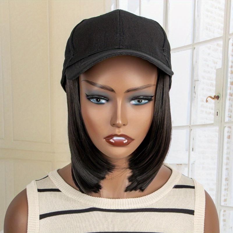 Adjustable Baseball Cap Wigs Synthetic Straight Hair Wigs for Women