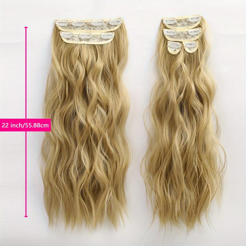 6pcs Long Wavy Hair Pieces Synthetic Clip In Extensions