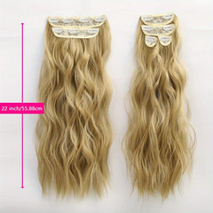 6pcs Long Wavy Hair Pieces Synthetic Clip In Extensions