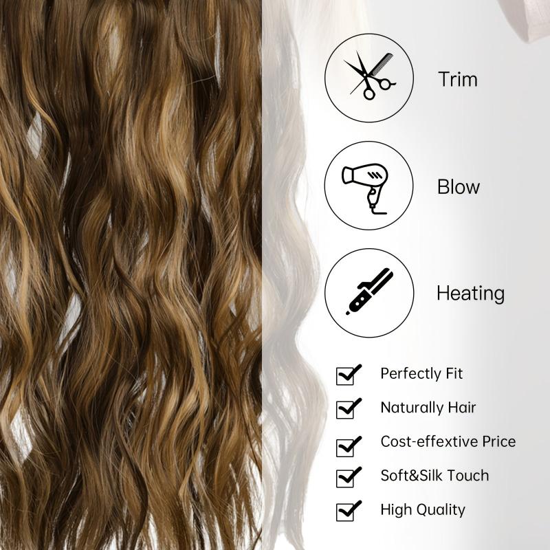 6pcs Long Wavy Hair Pieces Synthetic Clip In Extensions