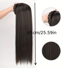 Straight Braided Headband Wigs For Women Synthetic Hair Half Wig