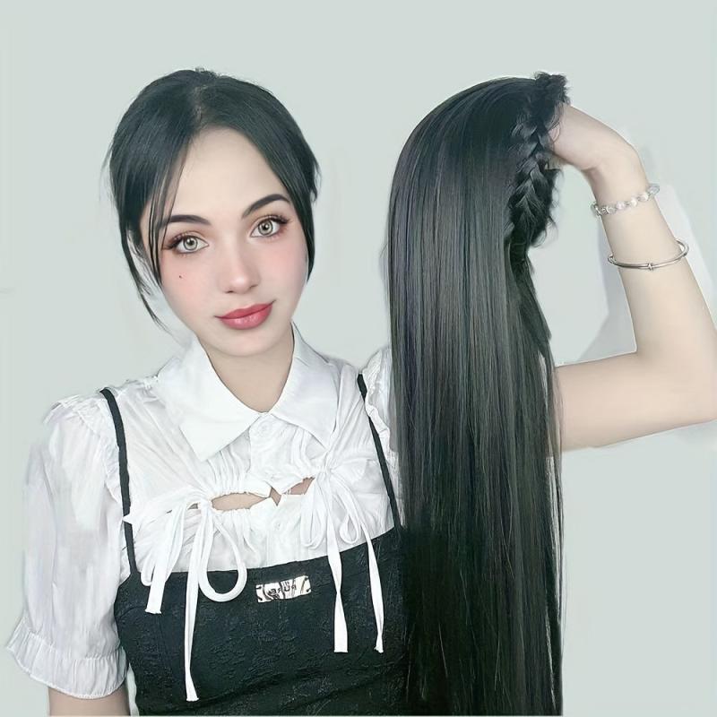 Straight Braided Headband Wigs For Women Synthetic Hair Half Wig