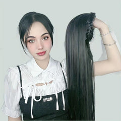 Straight Braided Headband Wigs For Women Synthetic Hair Half Wig
