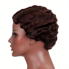Vintage Curly Wig Short Finger Wave with Bangs