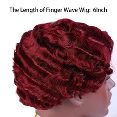 Vintage Curly Wig Short Finger Wave with Bangs