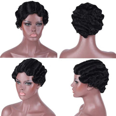 Vintage Curly Wig Short Finger Wave with Bangs
