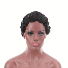 Vintage Curly Wig Short Finger Wave with Bangs