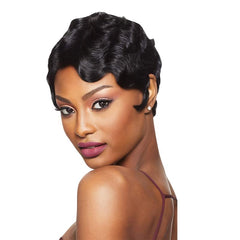 Vintage Curly Wig Short Finger Wave with Bangs