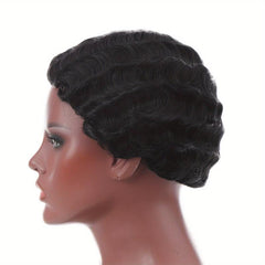 Vintage Curly Wig Short Finger Wave with Bangs