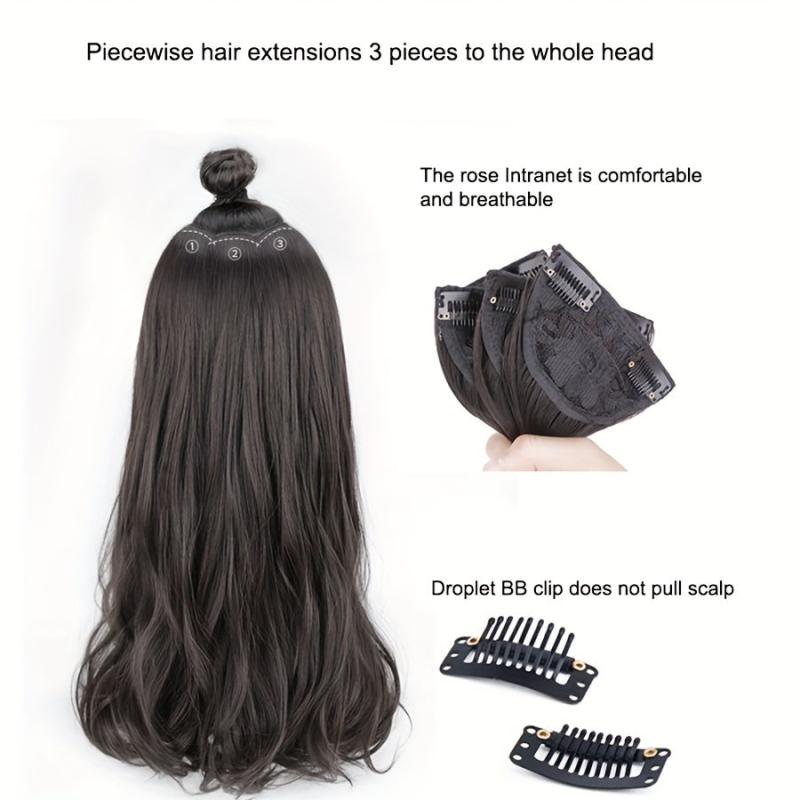 Long Curly Hair Clip In Hair Extension Synthetic Hair Piece