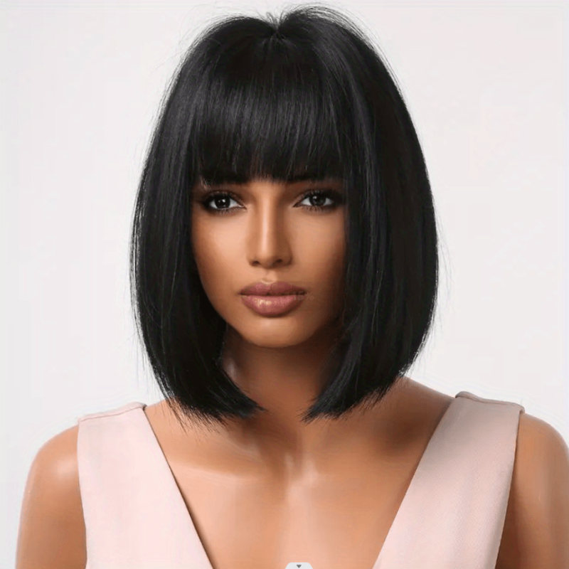 Short Bob Cut Wigs 30 48 Cm Synthetic Fiber None Lace Hair Wigs For Women