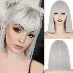 Short Bob Cut Wigs 30 48 Cm Synthetic Fiber None Lace Hair Wigs For Women