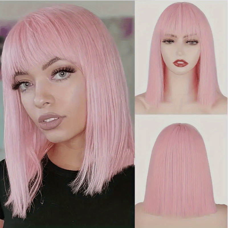 Short Bob Cut Wigs 30 48 Cm Synthetic Fiber None Lace Hair Wigs For Women