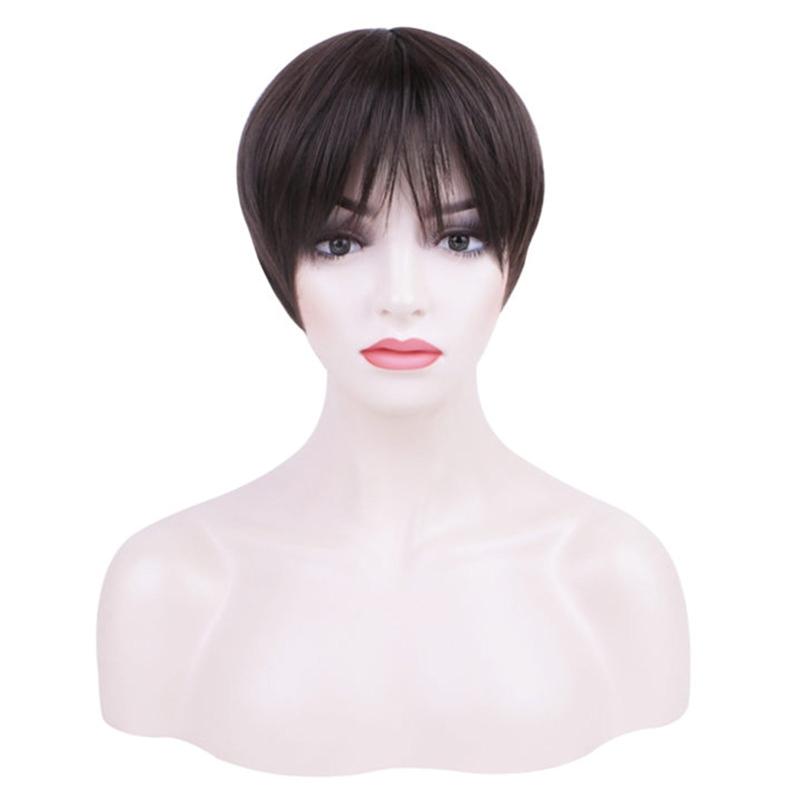 Creamy Blonde Pixie Wig Natural Synthetic Hair with Fringe