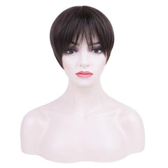 Creamy Blonde Pixie Wig Natural Synthetic Hair with Fringe