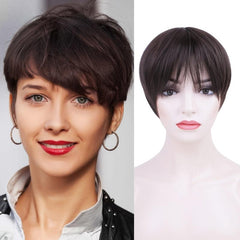 Creamy Blonde Pixie Wig Natural Synthetic Hair with Fringe