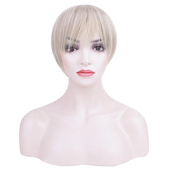 Creamy Blonde Pixie Wig Natural Synthetic Hair with Fringe