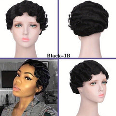 Short Synthetic Finger Wave Hair Wig for Women