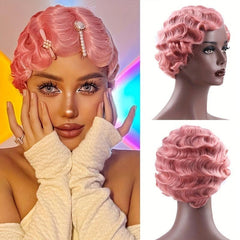 Short Synthetic Finger Wave Hair Wig for Women
