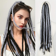 Bicolor Box Braids Ponytail Long Braided Ponytail With Elastic Hair Rope