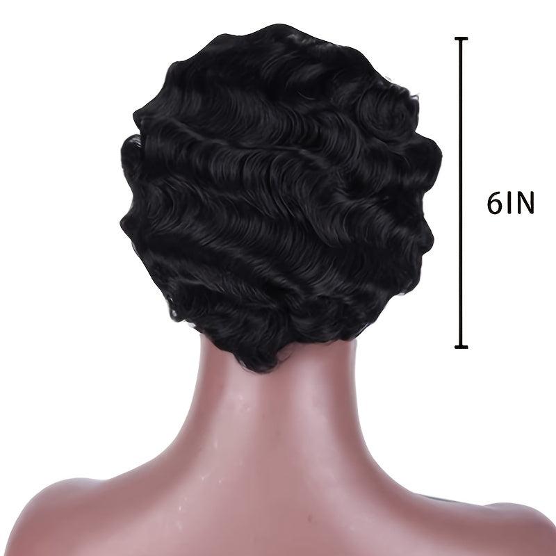 Pixie Cut Curly Blonde Golden Brown Pink Wine Red Wig Women