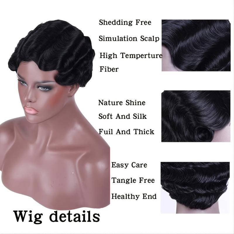 Pixie Cut Curly Blonde Golden Brown Pink Wine Red Wig Women