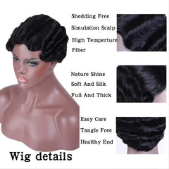 Pixie Cut Curly Blonde Golden Brown Pink Wine Red Wig Women