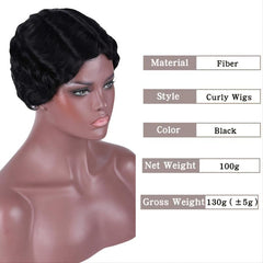 Pixie Cut Curly Blonde Golden Brown Pink Wine Red Wig Women