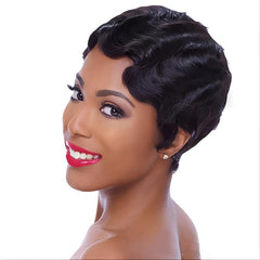 Pixie Cut Curly Blonde Golden Brown Pink Wine Red Wig Women