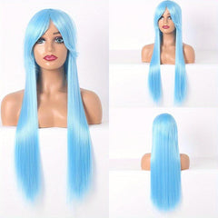 Pink Blonde Headband Wig Long Straight Hair Synthetic Cosplay Lolita