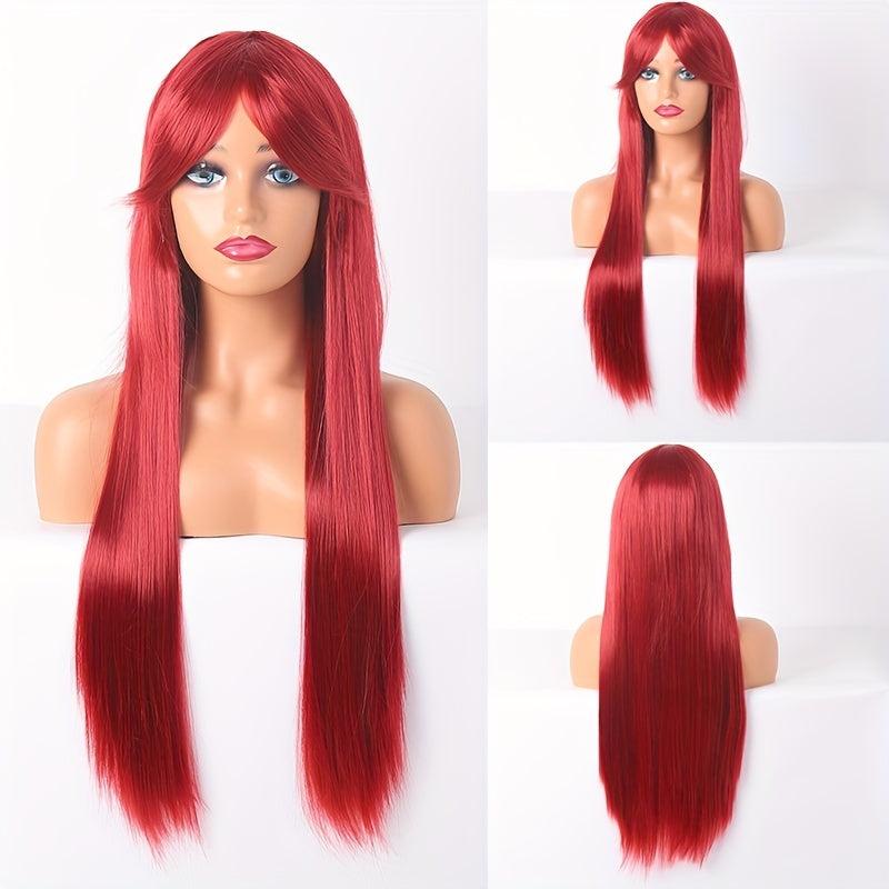 Pink Blonde Headband Wig Long Straight Hair Synthetic Cosplay Lolita