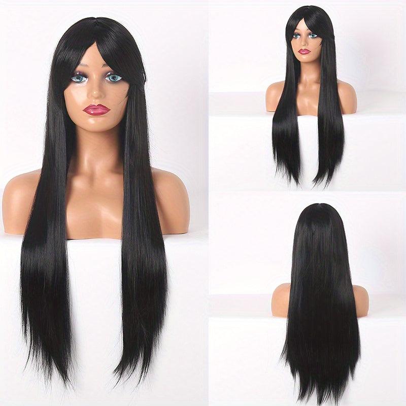 Pink Blonde Headband Wig Long Straight Hair Synthetic Cosplay Lolita