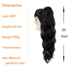 60 96 cm Long Body Wave Ponytail Hair Extension Synthetic Heat Resistant Drawstr