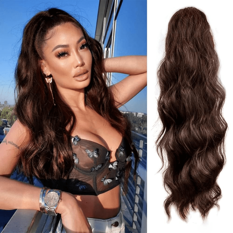 60 96 cm Long Body Wave Ponytail Hair Extension Synthetic Heat Resistant Drawstr