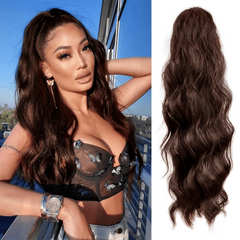 60 96 cm Long Body Wave Ponytail Hair Extension Synthetic Heat Resistant Drawstr