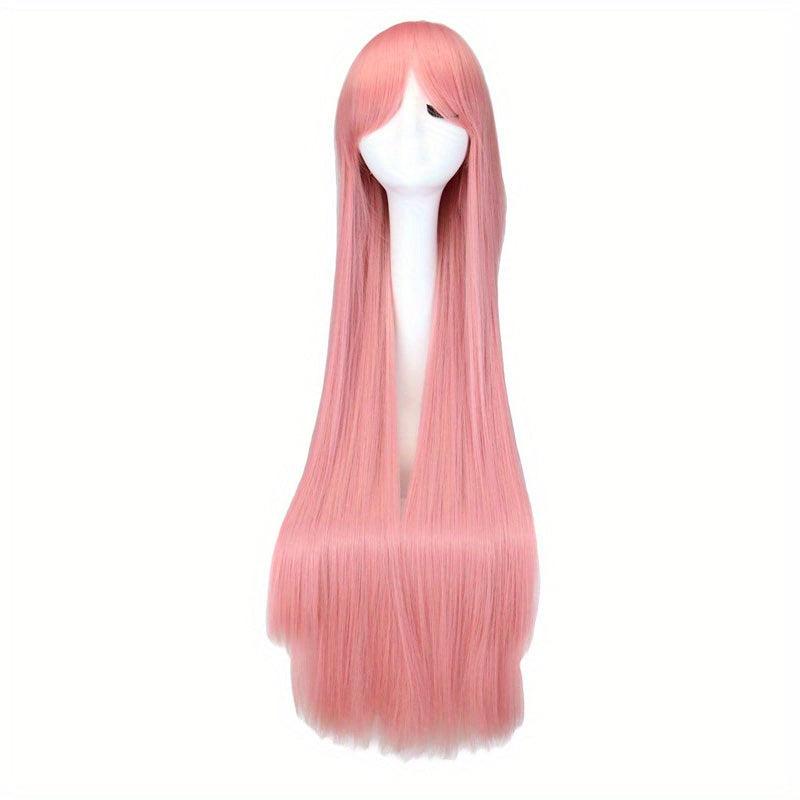 Extra Long Straight Hair Wigs With Bangs Heat Resistant Synthetic Hair Wigs