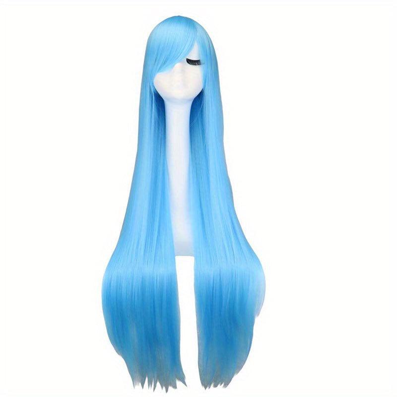 Extra Long Straight Hair Wigs With Bangs Heat Resistant Synthetic Hair Wigs
