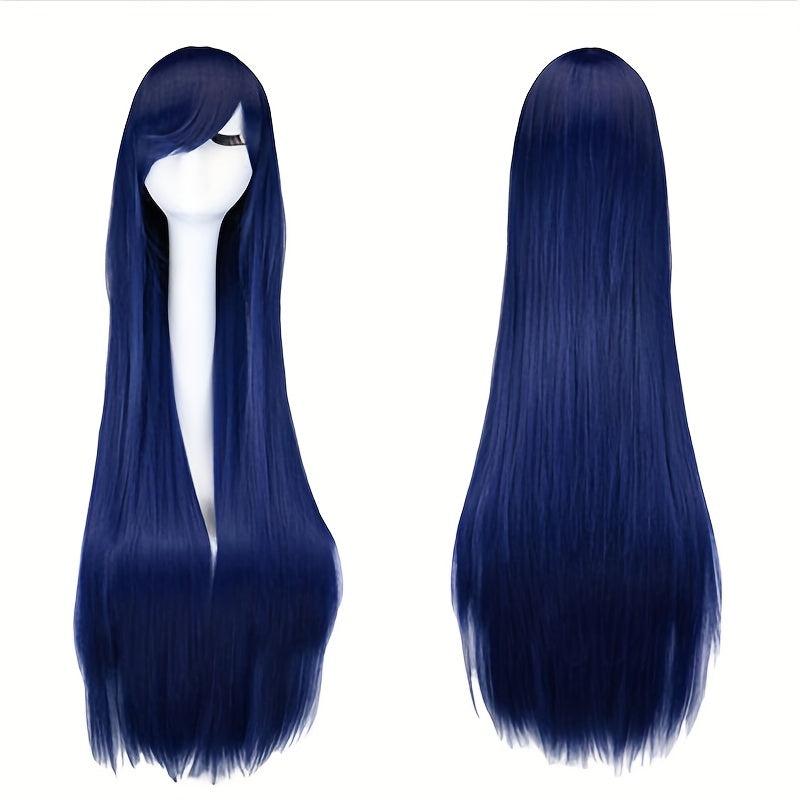 Extra Long Straight Hair Wigs With Bangs Heat Resistant Synthetic Hair Wigs