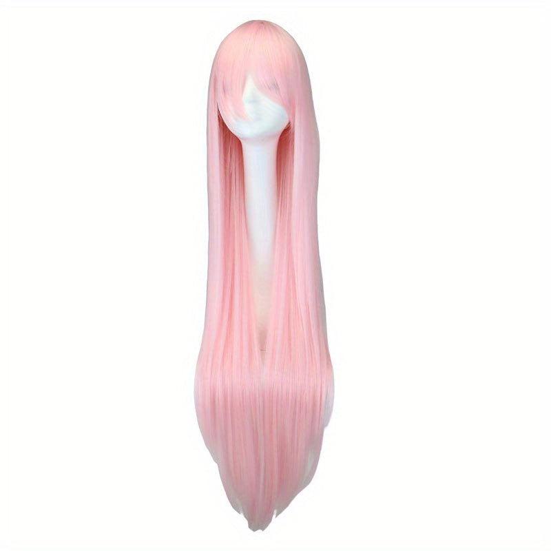 Extra Long Straight Hair Wigs With Bangs Heat Resistant Synthetic Hair Wigs