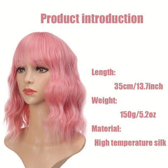 Short Bob Wavy Wig with Air Bangs Curly Shoulder Length Synthetic