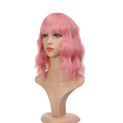 Short Bob Wavy Wig with Air Bangs Curly Shoulder Length Synthetic